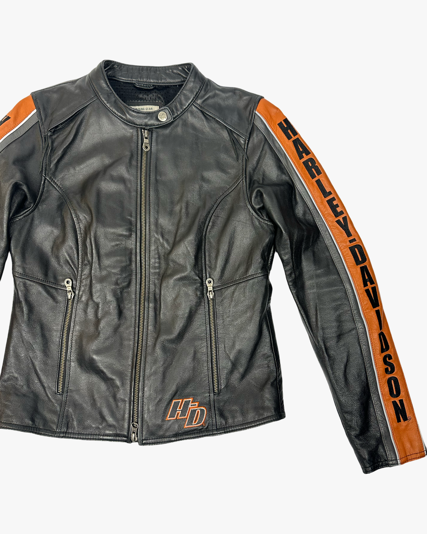 00s BLACK HARLEY DAVIDSON MOTORCYCLE JACKET - S