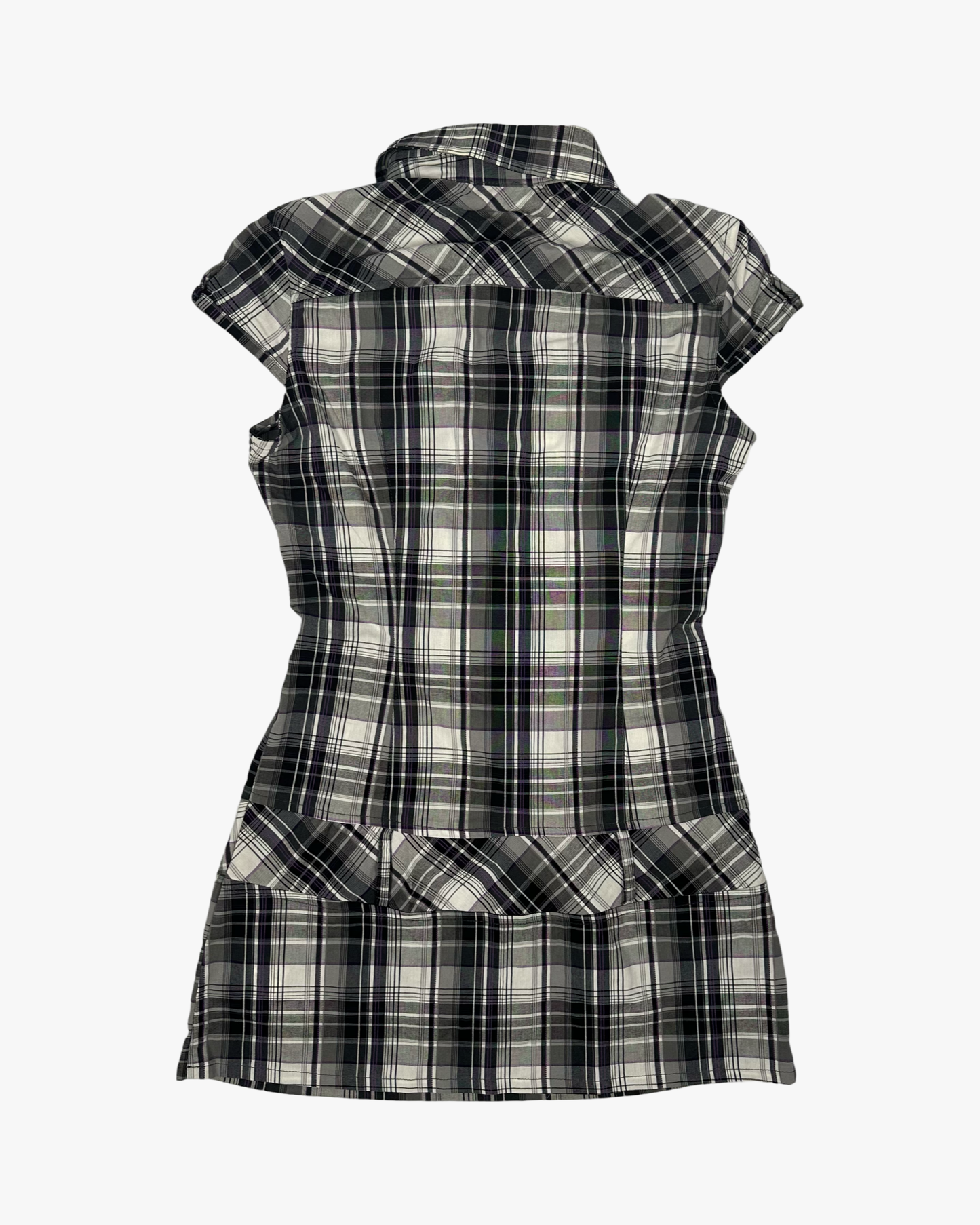 PIMKIE CHECK BUTTON UP DRESS - XS