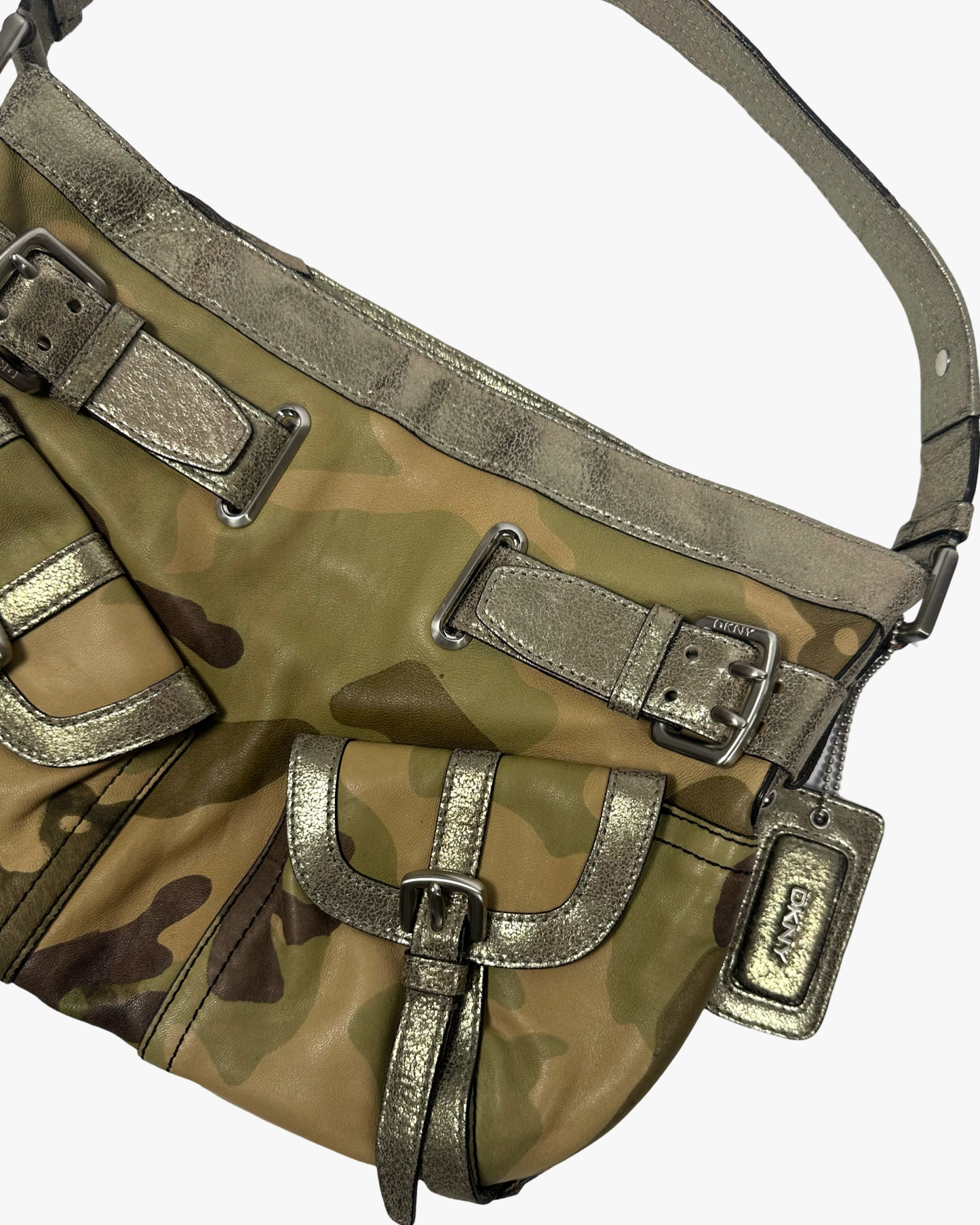 00s DKNY LEATHER CAMO BAG