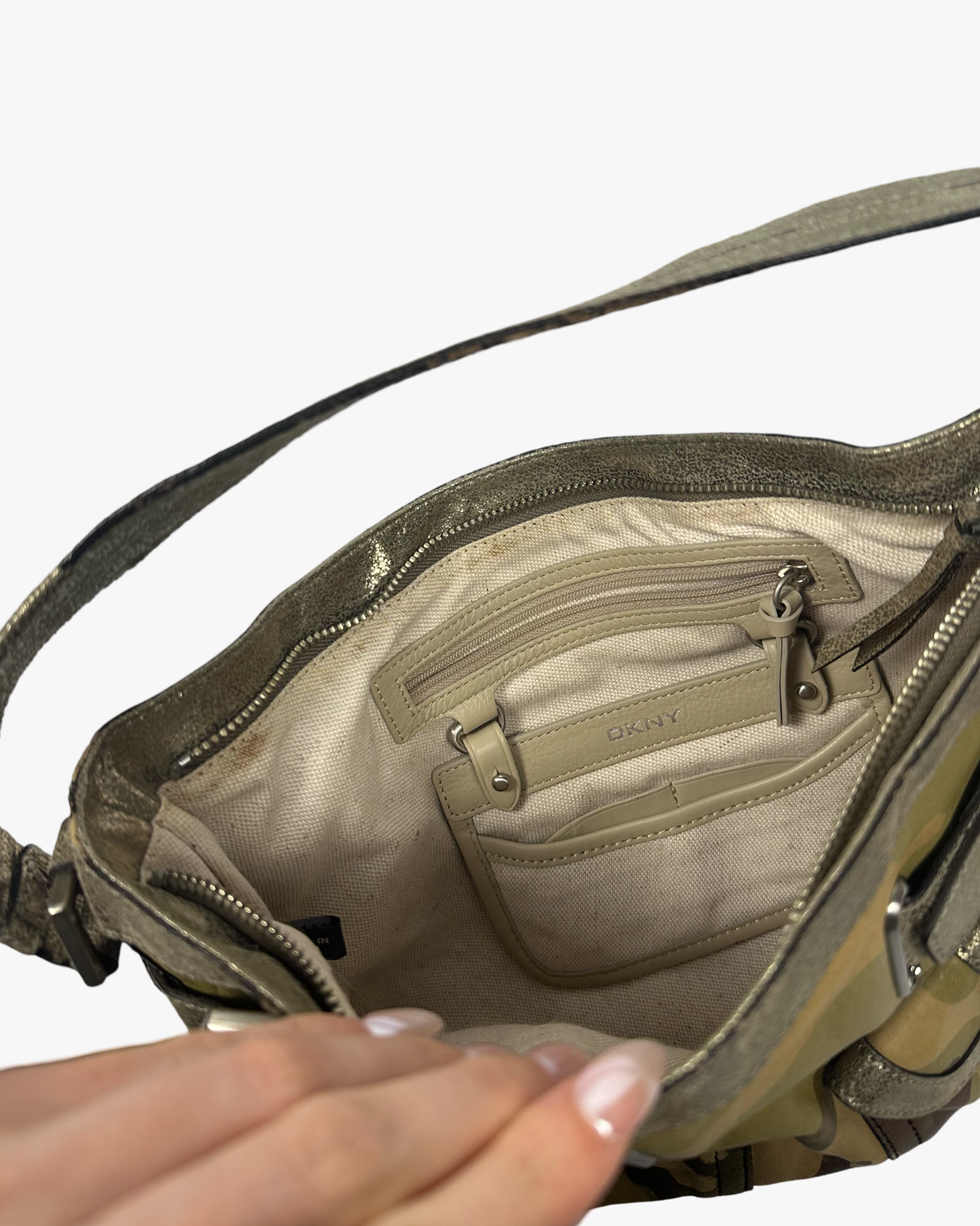 00s DKNY LEATHER CAMO BAG